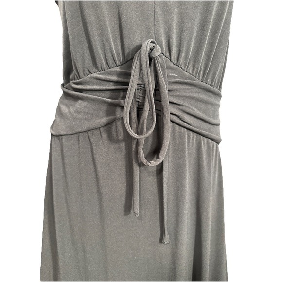 LANE BRYANT Womens Sz 22/24 Black Stretch Maxi Halter Dress‎ Cinched Waist - Picture 3 of 8